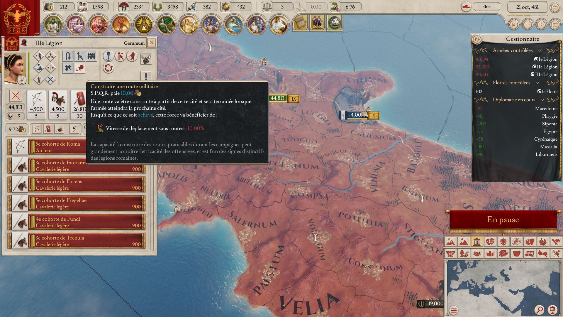 Imperator Rome : Road price in gold + build it faster + move faster 1